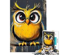 Puzzle 1000 pièces pour Adolescents Motif Hibou Jaune Mignon Jeu de détente d'analyse et de logique Cadeau d'anniversaire Original (Dimensions 38x52cm)