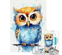 Puzzle 1000 pièces pour Adolescents Motif Hibou Mignon à l'aquarelle Jouet éducatif et Relaxant Cadeau d'anniversaire (Dimensions 38x26cm)
