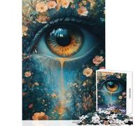 Puzzle 1000 pièces pour Adolescents Motif œil Floral avec Larme dorée Jeu éducatif activités familiales Jouet décoration Murale Cadeau Unique pour Anniversaire et Noël (50x75cm)