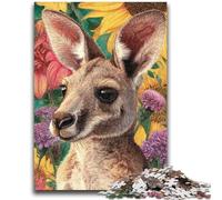 Puzzle 1000 pièces pour Adolescents, Motif Kangourou Fleuri, Jeu Stimulant et éducatif en Famille pour Anniversaire et Noël, 50x75cm