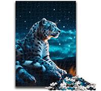 Puzzle 1000 pièces pour Adolescents, Motif léopard des neiges étoilé, idéal comme Cadeau pour Toute la Famille (75x50cm)