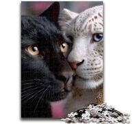 Puzzle 1000 pièces pour Adolescents, Motif léopard Noir et Blanc, Jeu Stimulant, idéal comme Cadeau pour Toute la Famille, 26x38cm