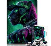 Puzzle 1000 pièces pour Adolescents, Motif léopard Noir Fluo, idéal comme Cadeau pour Toute la Famille (75x50cm)