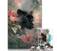 Puzzle 1000 pièces pour Adolescents, Motif léopard Noir, Jeux d'activités familiales stimulants, Jouets à Faire soi-même pour décoration Murale (Taille 38x26cm)