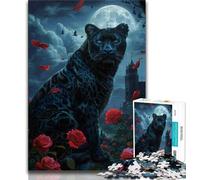 Puzzle 1000 pièces pour Adolescents Motif léopard Rose et Noir idéal comme Cadeau éducatif ou comme décoration d'intérieur Unique (50x75cm)