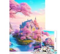 Puzzle 1000 pièces pour Adolescents Motif Maison Pastel Jouet éducatif pour Les Jeux et défis pédagogiques Dimensions 38x26cm