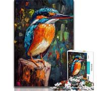 Puzzle 1000 pièces pour Adolescents Motif Martin-pêcheur Animal Peinture à l'huile pour Adultes 1000 pièces Jouets de Divertissement Familial idéal comme Cadeau pour Toute la Famille (50x75cm)