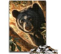 Puzzle 1000 pièces pour Adolescents, Motif Ours Noir Fantastique, pour Adultes, Anti-Stress, pour Passer Le Temps et améliorer l'amour Entre Couples (50x75cm)