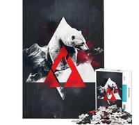 Puzzle 1000 pièces pour Adolescents Motif Ours Polaire Abstrait Rouge activités Amusantes à la Maison Cadeau pour Femmes Jeux de détente Convient aux 14 Ans et Plus (50x75cm)