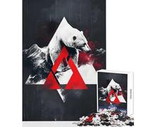 Puzzle 1000 pièces pour Adolescents Motif Ours Polaire Abstrait Rouge Jouet éducatif Cadeau d'anniversaire Jeu éducatif et défi Dimensions 38x26cm