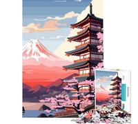 Puzzle 1000 pièces pour Adolescents Motif pagode du Mont Fuji Jeu éducatif et Relaxant pour Toute la Famille pour Un Père Noël Secret (Dimensions 38x52cm)