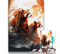 Puzzle 1000 pièces pour Adolescents, Motif Panda Roux, Difficile à réaliser, mais Amusant et Humoristique, Cadeau d'anniversaire, décoration Murale (75x50cm)