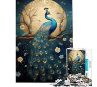 Puzzle 1000 pièces pour Adolescents Motif Paon Abstrait Jeu éducatif Kintsugi Jouet d'apprentissage Cadeau d'art découpe de précision (Taille 38x26cm)