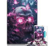Puzzle 1000 pièces pour Adolescents, Motif Papillon Rose et crâne, Jouet éducatif et décompressant, idéal comme Cadeau d'anniversaire (Taille 75x50cm)