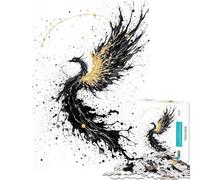 Puzzle 1000 pièces pour Adolescents Motif phénix Abstrait avec éclaboussures d'encre idéal pour Un Anniversaire ou Noël améliore la mémoire Jeu Impossible Convient aux Personnes de 14 Ans et Plus