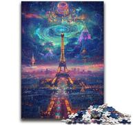 Puzzle 1000 pièces pour Adolescents, Motif psychédélique Eiffel, décoration Murale Artistique et idée Cadeau d'anniversaire pour Amis, Bureau à Domicile 26x38cm