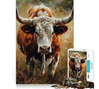 Puzzle 1000 pièces pour Adolescents,Motif Regard bovin,découpe précise,Jeu d'exercice cérébral,détente et Divertissement pour Un Anniversaire (38x26cm)