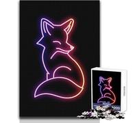 Puzzle 1000 pièces pour Adolescents, Motif Renard, Jeu Japonais néon, Jeu intellectuel, Passe-Temps idéal, Cadeau de Noël Secret, Dimensions : 38x52cm