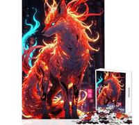 Puzzle 1000 pièces pour Adolescents Motif Renard néon Jeu de Construction Idée Cadeau Jeu Relaxant et décompressant Dimensions 50x75cm