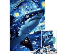 Puzzle 1000 pièces pour Adolescents Motif Requin et Nuit étoilée Décoration intérieure Jouet à Assembler Idéal comme Cadeau pour Toute la Famille (50x75cm)