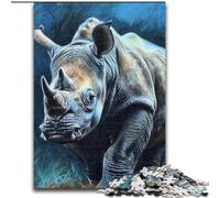 Puzzle 1000 pièces pour Adolescents, Motif rhinocéros Aquarelle, Jeux éducatifs, décoration d'intérieur, idéal pour la décoration de Bureau (Taille 26x38cm)