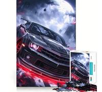 Puzzle 1000 pièces pour Adolescents,Motif Supercar néon Noir et Rouge,découpe précise,Jeu d'exercice cérébral,détente et Divertissement pour Un Anniversaire (38x26cm)