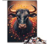 Puzzle 1000 pièces pour Adolescents, Motif Taureau Fleuri, à partir de 14 Ans, décoration d'intérieur, idéal comme Cadeau pour Toute la Famille (Taille 26x38cm)