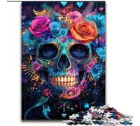 Puzzle 1000 pièces pour Adolescents, Motif tête de Mort, à partir de 14 Ans, idéal pour Les Couples, pour s'amuser à la Maison, comme Cadeau d'anniversaire ou de Voyage (Taille 26x38cm)