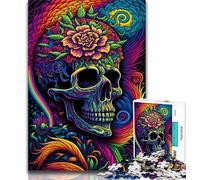 Puzzle 1000 pièces pour Adolescents, Motif tête de Mort colorée, Jouet éducatif et décompressant, idéal comme Cadeau d'anniversaire (Taille 38x26cm)