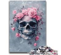Puzzle 1000 pièces pour Adolescents, Motif tête de Mort et Rose, Jouet éducatif et décompressant, idéal comme Cadeau, 50x75cm