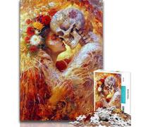 Puzzle 1000 pièces pour Adolescents, Motif tête de Mort Mexicaine, 1000 pièces pour Adolescents, pour Tuer Le Temps en Vacances avec Affiche et fiche de Questions-réponses Assorties (Taille 38x26cm)