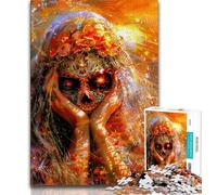 Puzzle 1000 pièces pour Adolescents, Motif tête de Mort Mexicaine, Jeu Familial Anti-Stress, défi Difficile, renforce l'amour Entre Couples (75x50cm)