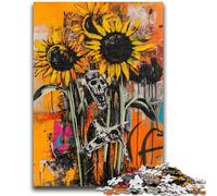 Puzzle 1000 pièces pour Adolescents, Motif tête de Mort Tournesol Style Basquiat, Jouet éléphant, Jeu intellectuel, Cadeau d'anniversaire, décoration Murale pour Les 14 Ans et Plus, 50x75cm