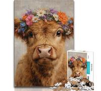 Puzzle 1000 pièces pour Adolescents, Motif Vache des Highlands, Anti-Stress, Stimulant et Stimulant l'amour Entre Couples (38x26cm)