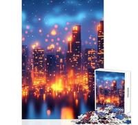 Puzzle 1000 pièces pour Adolescents Motif Ville Nocturne néon décoration Murale pour Un échange de Cadeaux Jeu Impossible à Rater renforce Les Liens Entre Couples Dimensions 38x26cm