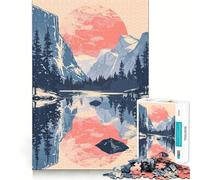 Puzzle 1000 pièces pour Adolescents, Motif Yosemite Forest Lake, Bords précis, Art, entraînement cérébral, Jeu Calme et Amusant, Cadeau d'anniversaire (50x75cm)