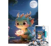 Puzzle 1000 pièces pour Adolescents Motifs Mignons Dragon Fleur de Lotus et Nuit Jouet addictif pour développer la Patience Jeu Amusant pour Toute la Famille Idée Cadeau (Dimensions 38x52cm)