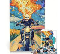 Puzzle 1000 pièces pour Adolescents, Moto Ghost Rider, Jeu Impossible, activités Amusantes à la Maison, Cadeaux d'anniversaire et de Noël Uniques 50x75cm