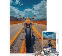 Puzzle 1000 pièces pour Adolescents Moto sur Route désertique Jeu Relaxant Défi Difficile Jouet Anti-Stress avec pièces de Formes aléatoires entièrement emboîtables (38x52cm)