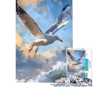 Puzzle 1000 pièces pour Adolescents Mouette planant au-Dessus des Vagues Jeu éducatif et intellectuel Cadeau d'anniversaire Apprentissage et éducation (Dimensions 38x26cm)