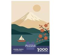 Puzzle 1000 Pièces Pour Adolescents Mount Fuji Poster - Minimalist Japanese Wall Art, Cherry Blossom & Mountain Landscape Print Puzzle Pour Adultes Jeu Familial Anti-stress Cadeaux D'anniversaire Et C