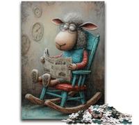Puzzle 1000 pièces pour Adolescents Moutons lisant Un Journal, adapté aux Personnes de 14 Ans et Plus, Jeux éducatifs, Cadeaux du Père Noël Secret 50x75cm