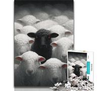 Puzzle 1000 pièces pour Adolescents Moutons Noirs et Blancs Puzzle 1000 pièces pour Adolescents Relax Games est Un pour Toute la Famille (26x38cm)