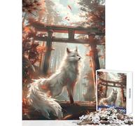 Puzzle 1000 pièces pour Adolescents Mystic Kitsune Gateway Décoration Murale Jeu de Manipulation avec Poster et fiche de Questions Assortis Dimensions 50x75cm