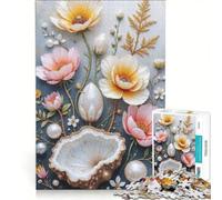 Puzzle 1000 pièces pour Adolescents, Nature Morte Florale avec Perles, Jeu de Construction, améliore la mémoire, avec des pièces de Formes aléatoires entièrement emboîtables 50x75cm