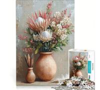 Puzzle 1000 pièces pour Adolescents, Nature Morte Florale avec protéas, Jeu de Construction, améliore la mémoire, avec des pièces de Formes aléatoires entièrement emboîtables 38x52cm