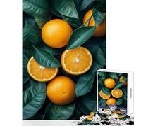 Puzzle 1000 pièces pour Adolescents Nature Morte Oranges et Feuilles Jeu éducatif Idée Cadeau d'anniversaire Jeu Manuel avec Poster et fiche de Questions Assortis Dimensions 38x26cm