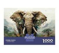 Puzzle 1000 Pièces pour Adolescents Nature's Giants Elephant Artwork Puzzle pour Adolescents - Jeu Manuel - Décoration Parfaite - Idéal comme Cadeau 38x26cm/1000pcs