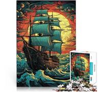 Puzzle 1000 pièces pour Adolescents Naviguer vers Le Coucher du Soleil~ Casse-tête pour Renforcer l'amour Entre Les Couples 38x26cm