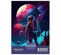 Puzzle 1000 Pièces pour Adolescents Neon Astronaut Puzzles pour Adultes - Jeu Manuel - Améliore La Mémoire - Cadeaux d'anniversaire Et Cadeaux Uniques 38x26cm/1000pcs